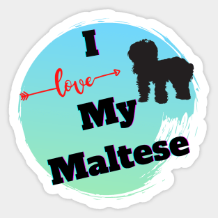 I love my Maltese, Maltese Silhouette Sticker